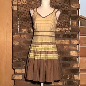 Liz Claiborne cotton sleeveless dress green tan 4